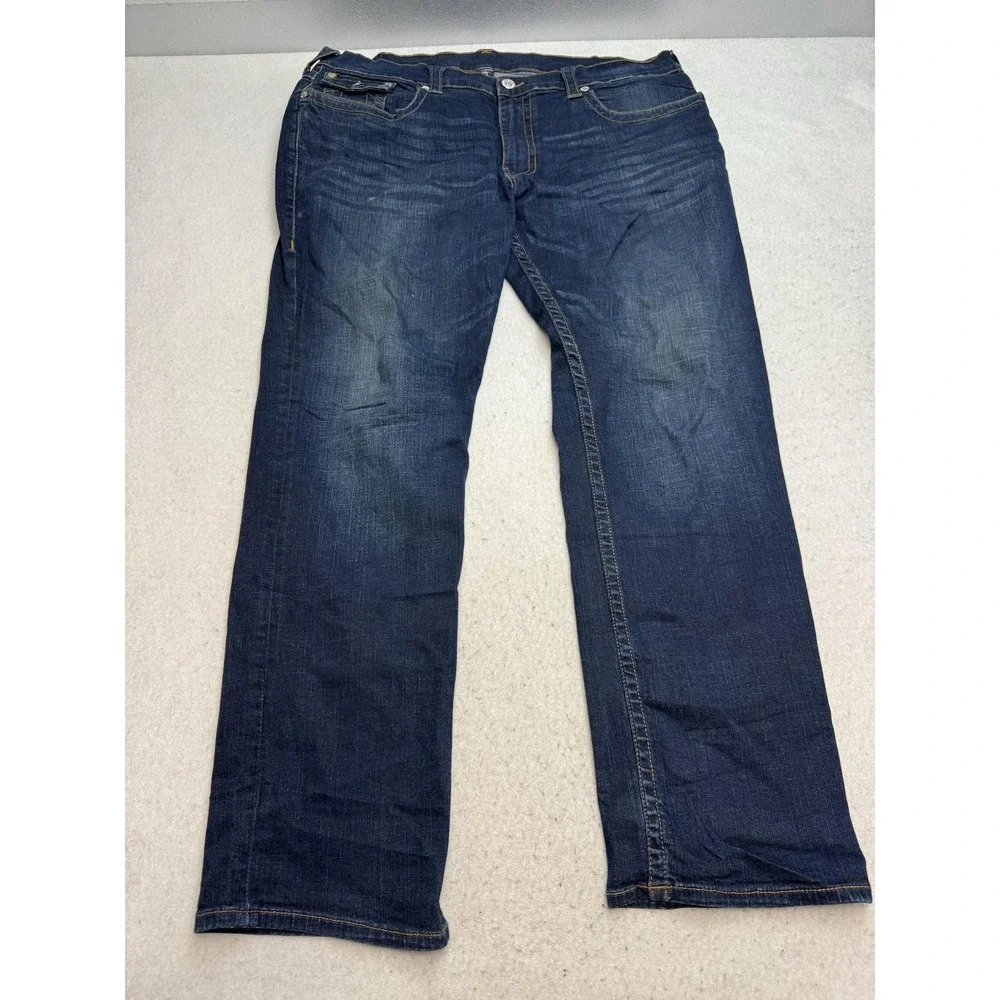 True Religion Ricky Jeans Mens 40x33 Relaxed Straight Dark Blue Stretch Denim